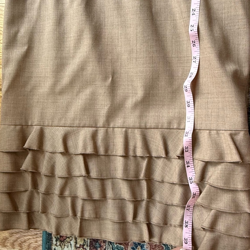 J CREW Ruffled Hem Wool Tan Camel Workwear Dress Size 4 - Picture 7 of 9